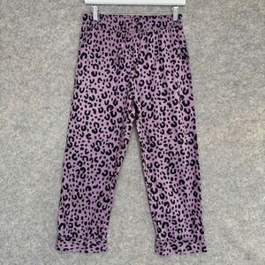 BURU Leopard Print Pull On Pants Womens XS Stretch Pockets Purple Capri‎